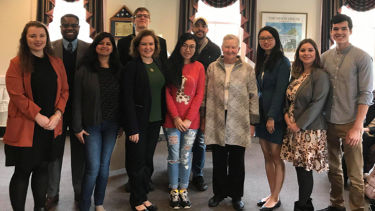 Photo of Ambassador Nancy Powell visiting Seton Hall