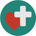 Icon of a heart and a plus sign. 