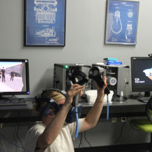 CCJ Meagan participating in Virtual Reality - Seton Hall Previews Virtual Reality '1000 Cut Journey'
