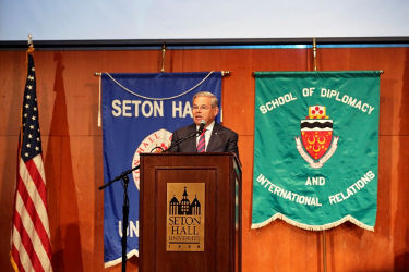 The School served as the host for U.S. Senator Robert Menendez, senior member of the Senate Foreign Relations Committee, to deliver a pivotal foreign policy address on the Iran nuclear agreement.