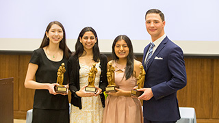 Students receiving a Servant Leadership Award