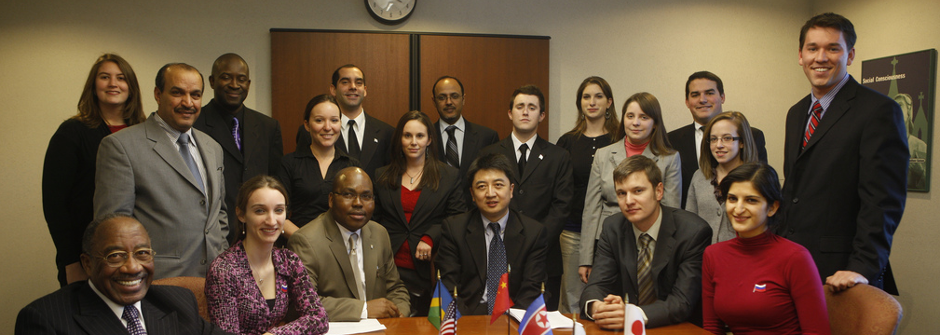 Diplomacy students  after a negotiation simulation
